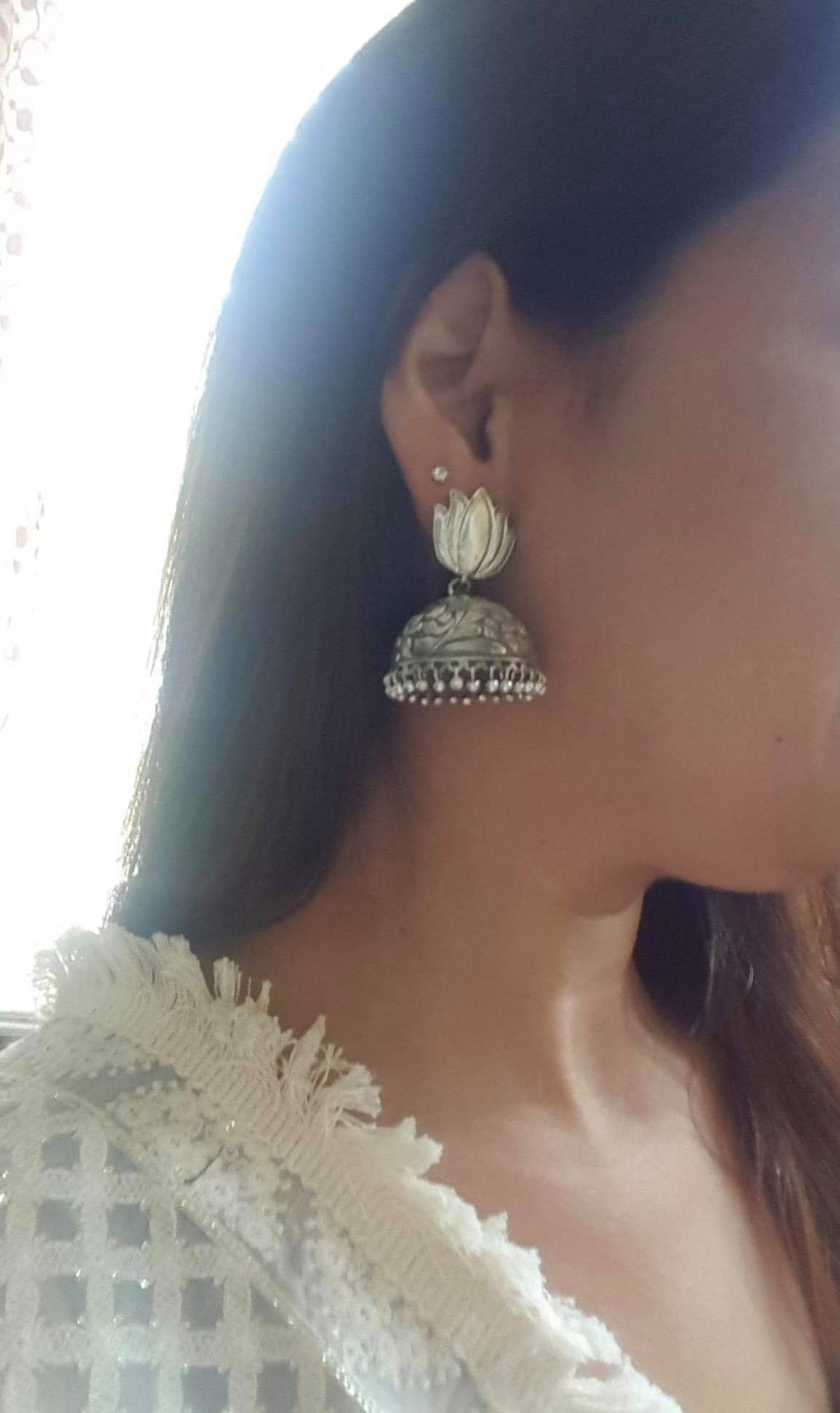 Silver Jhumka, Ethnic Silver Oxidized Indian Trendy Earrings – AryaFashions